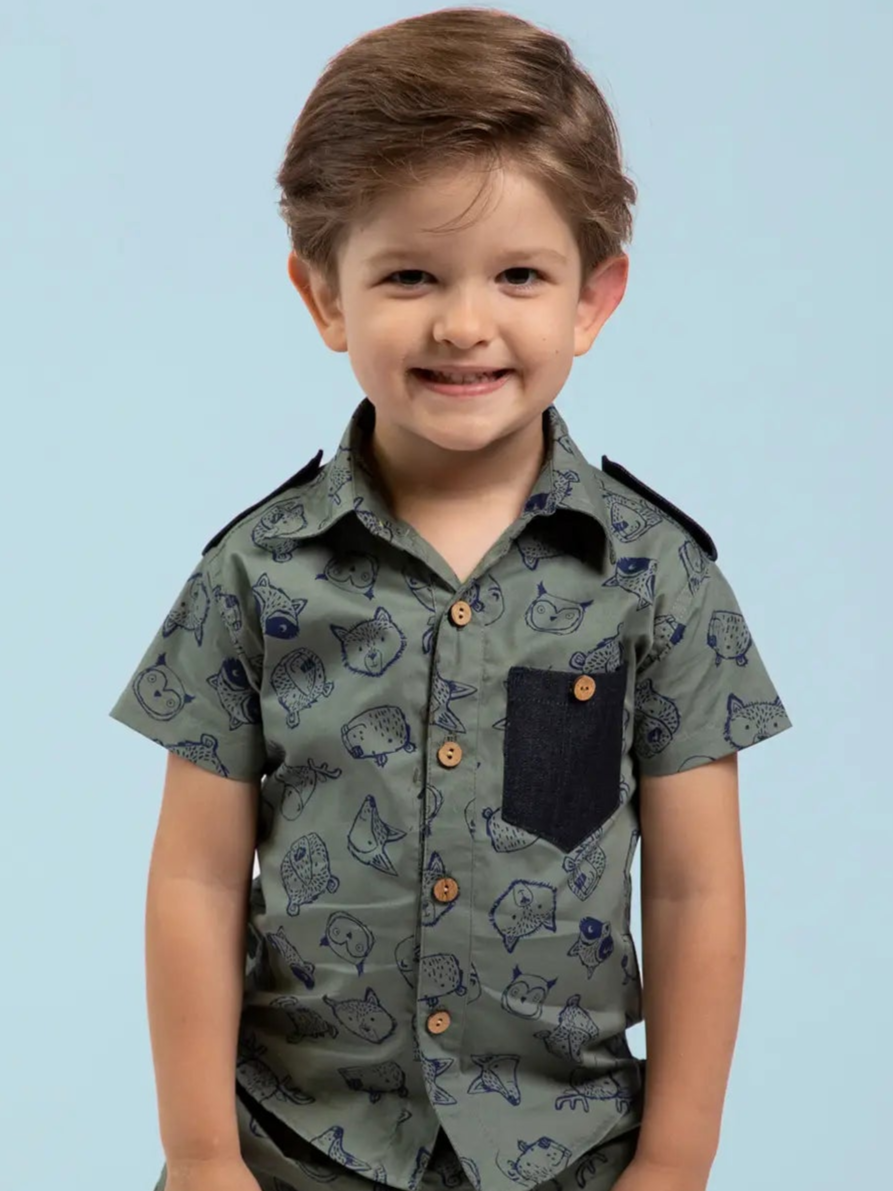 Oh Deer! Boys Animal Print Shirt
