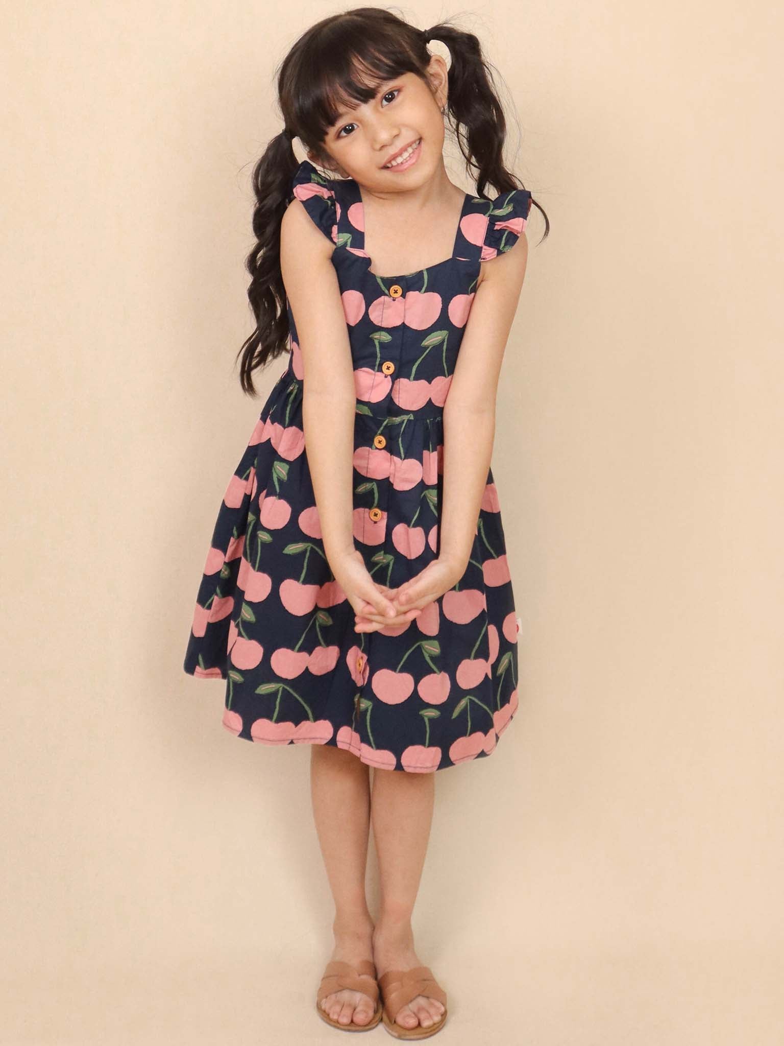 Navy Cherry Calista Dress - Oobi