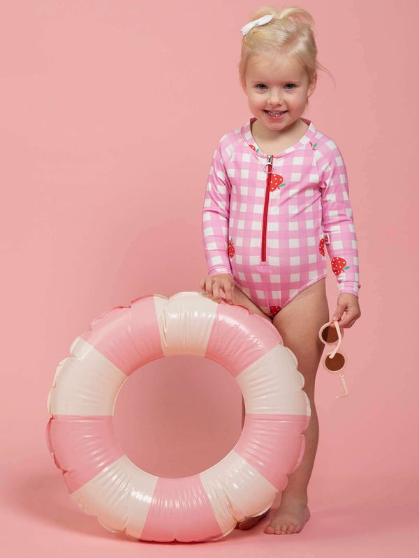 Pink Gingham UPF 50+ Long Sleeve Swimsuit