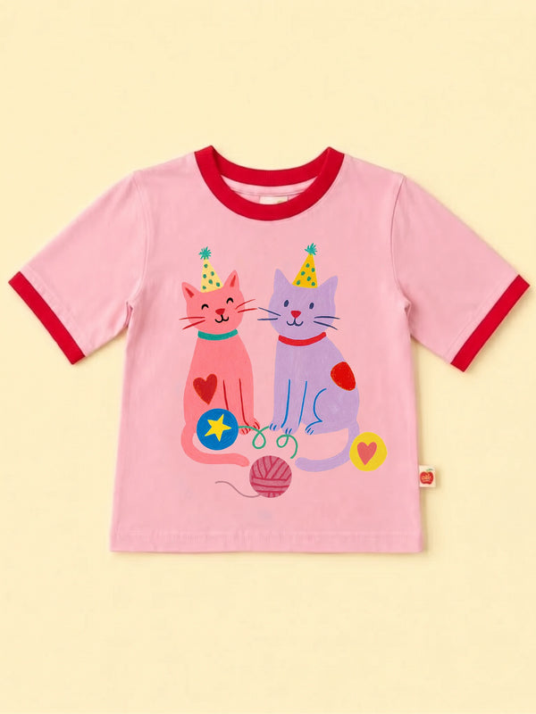 Party Cats Party Tee - Pink