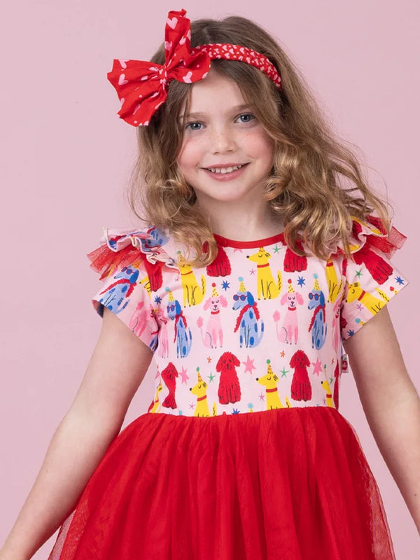 Pink & Red Mini Hearts Bow Headband