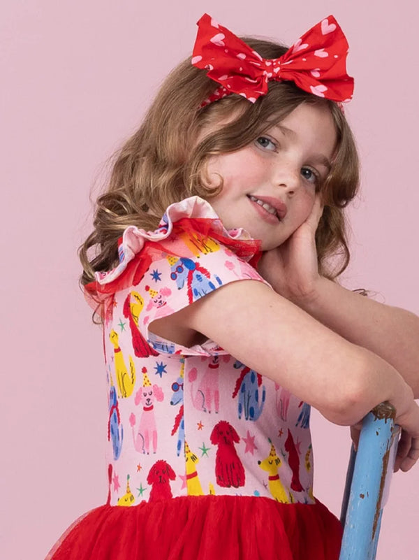Pink & Red Mini Hearts Bow Headband