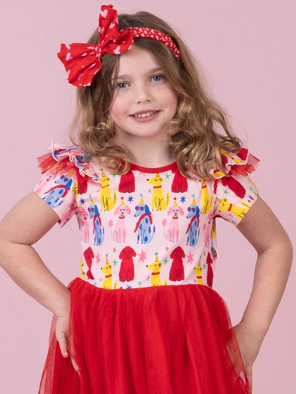 Pink & Red Mini Hearts Bow Headband