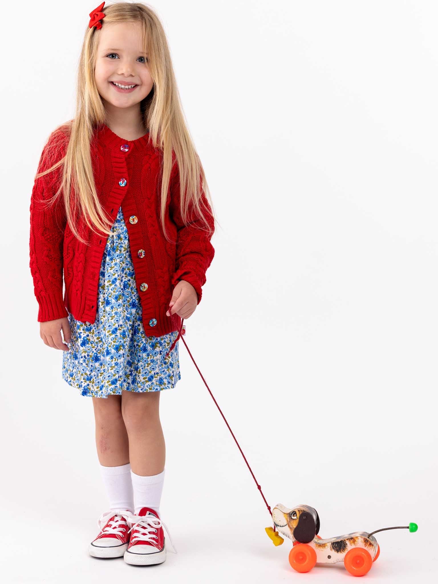 Willow Deep Red Cotton Cardigan - Oobi