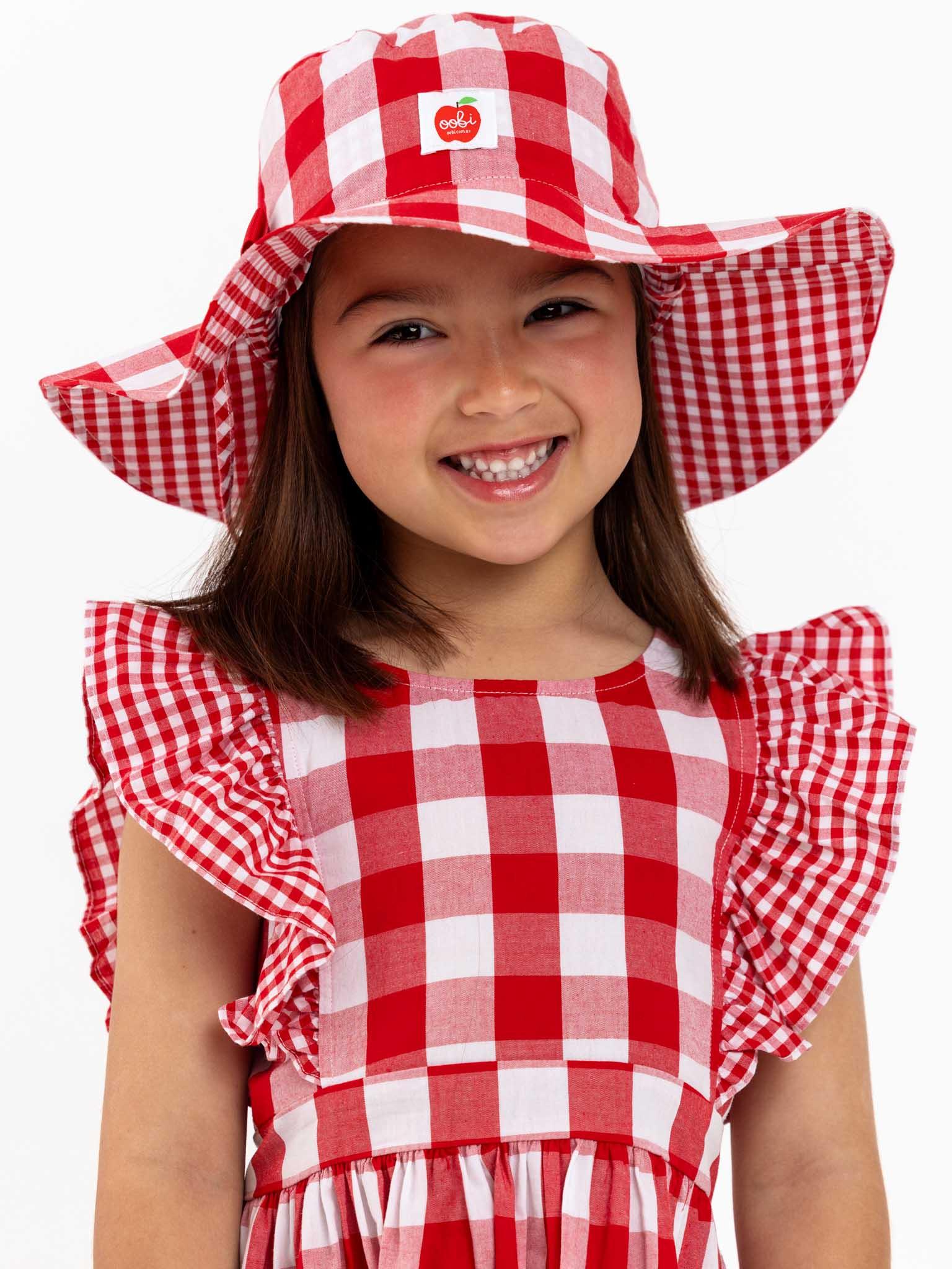 Red Check Chloe Ponytail Hat - Oobi