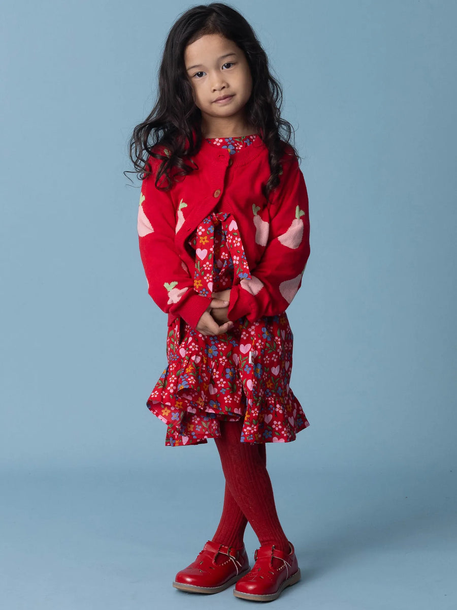 Red Pear Jacquard Cardigan