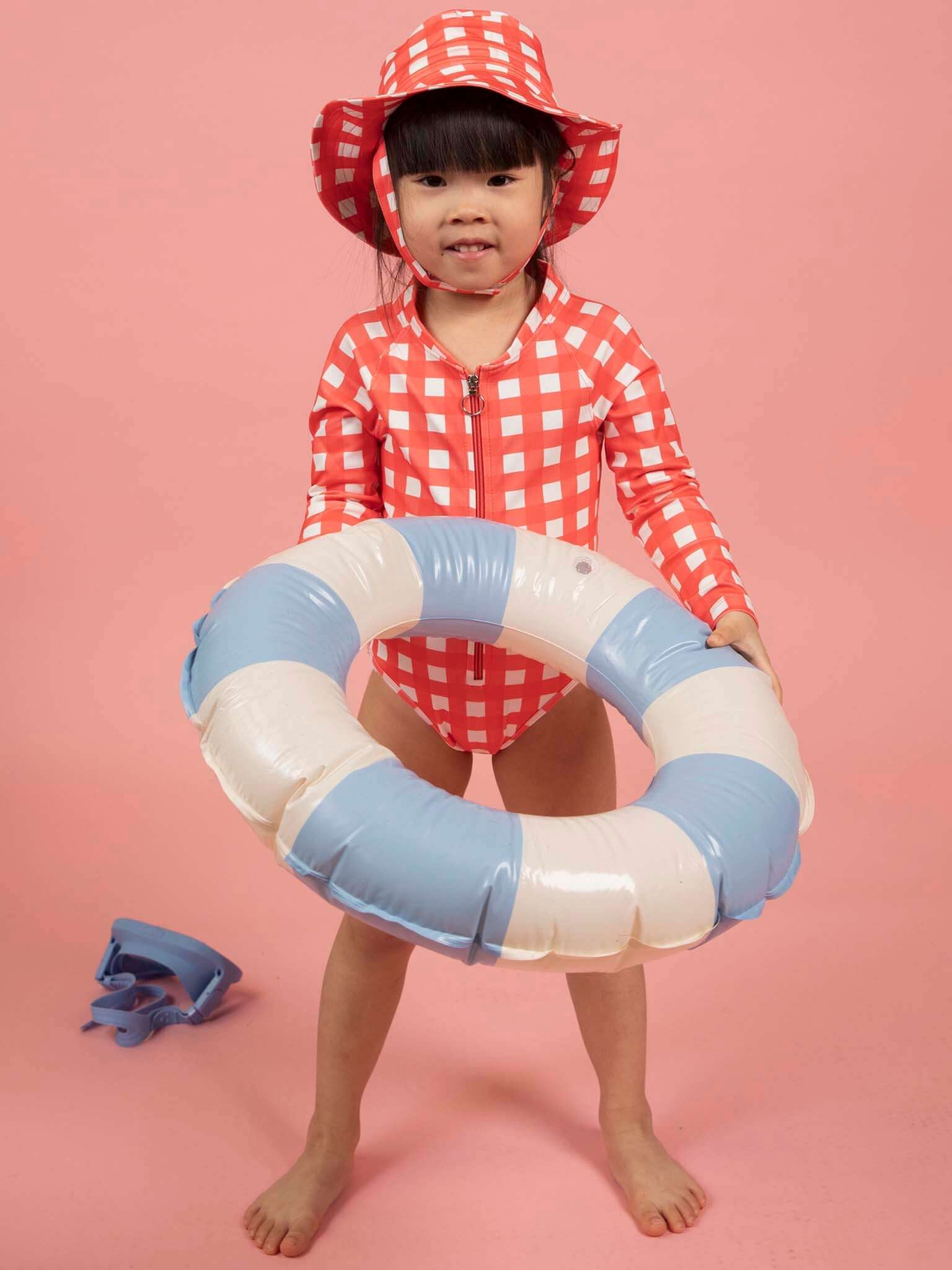 SPF 50 Gingham Long Sleeve Swimsuit