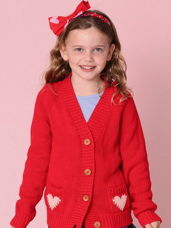 Red Heart Oversized Chunky Knit Cardigan