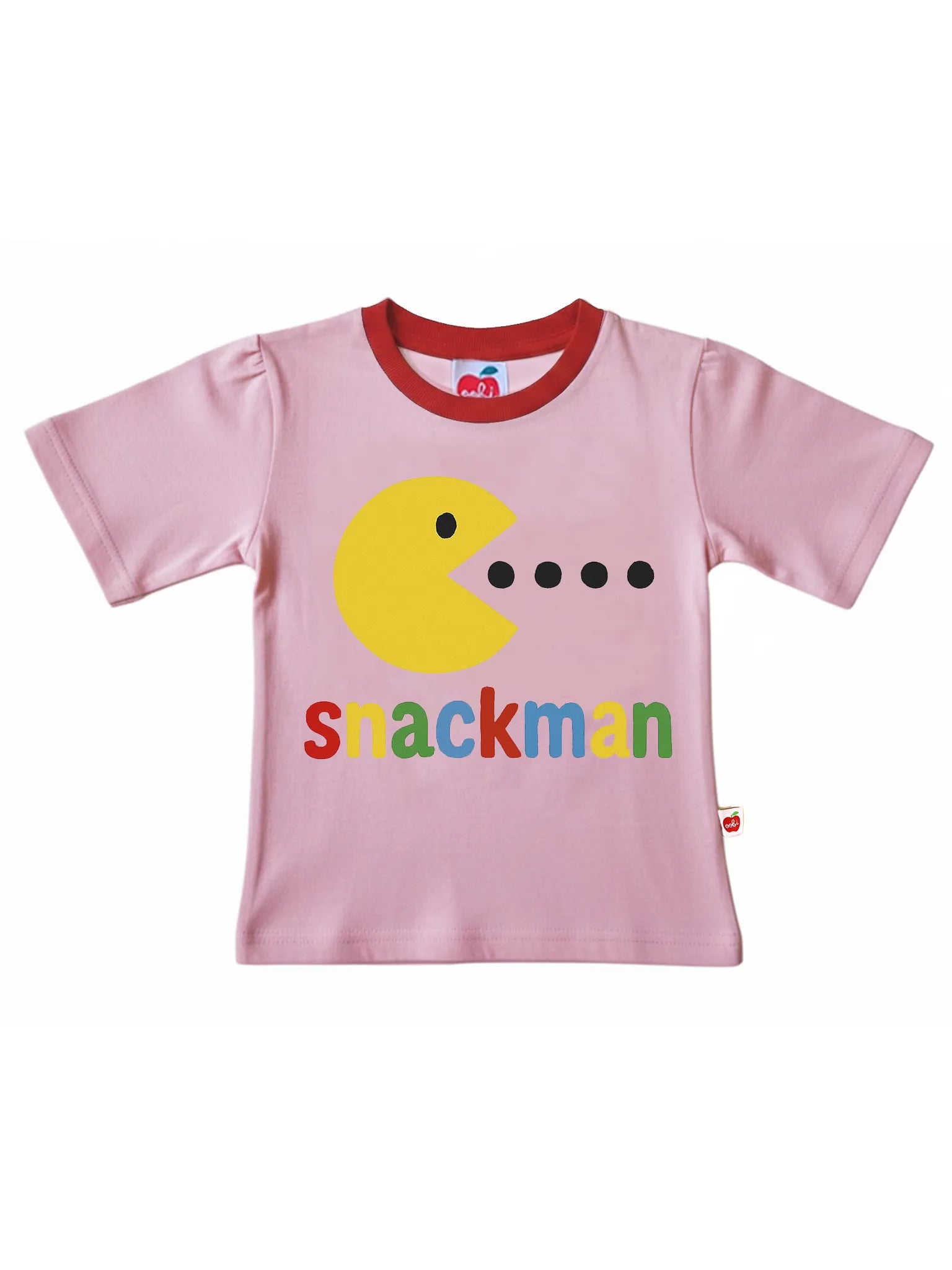 Snackman Jersey Tee with Red Binding Pink