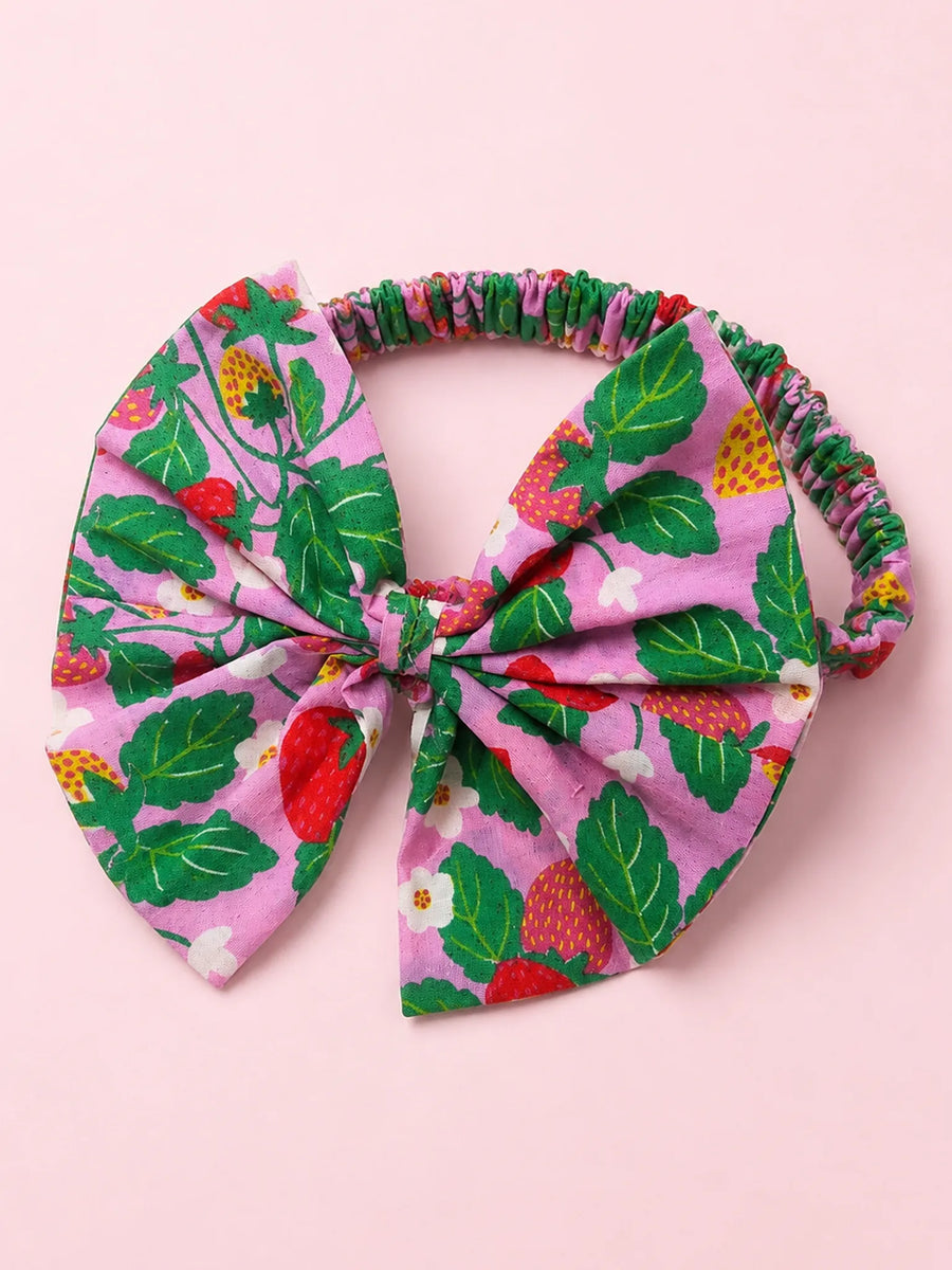 Strawberry Fields Headband with Bow & Elastic