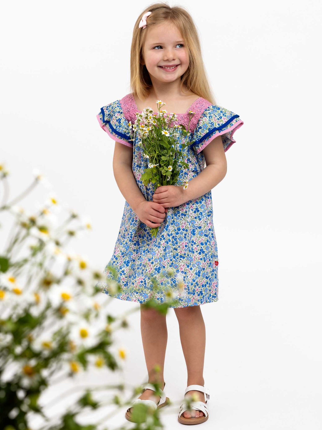 Blue Cottage Flowers Sunday Market Dress