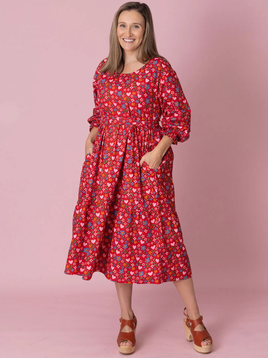 Wild Hearts Women’s Midi Sleeve Dress