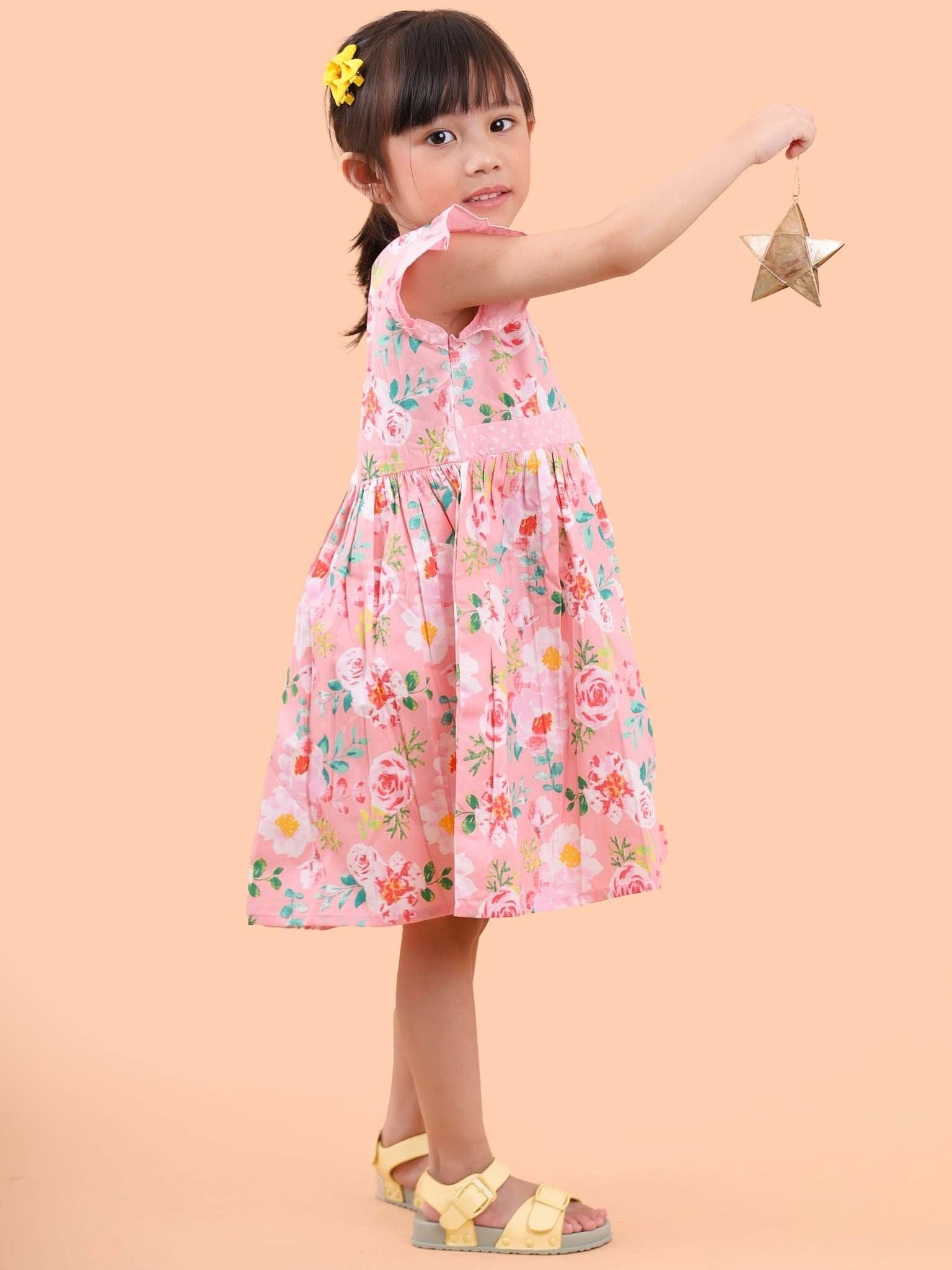 Adriana Pink Watercolour Dress - Oobi