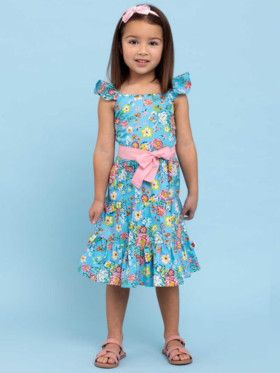 Blue floral dress for kids