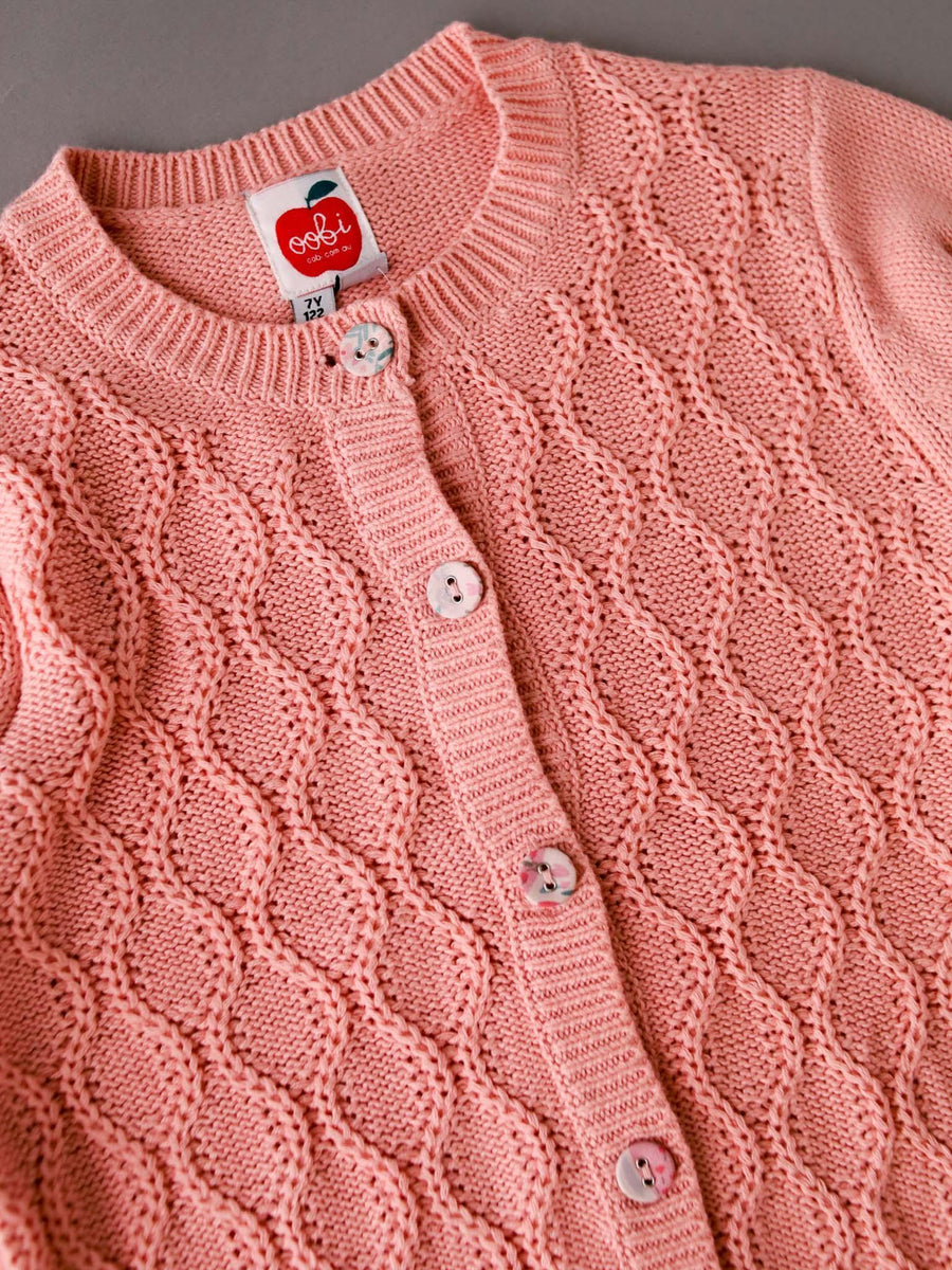 Audrina Pink Icing Cotton Cardigan