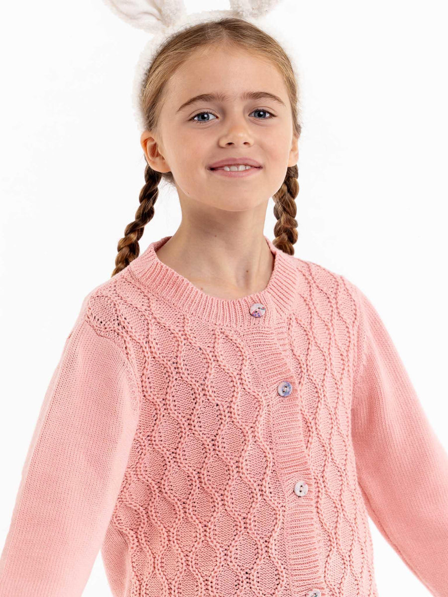 Audrina Pink Icing Cotton Cardigan