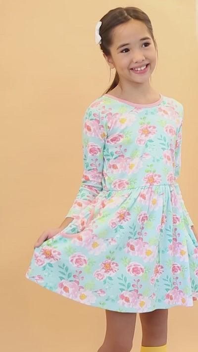 Blue floral dress for kids
