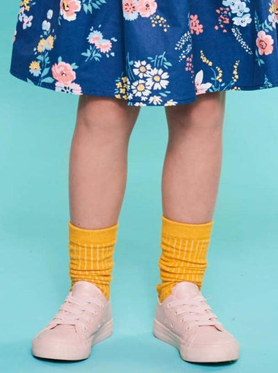 Mustard Midi Scrunch Sock with Grippy Soles - Oobi