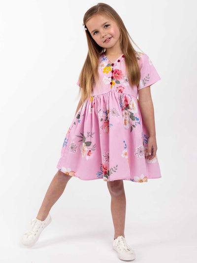 Aubrey Dress Pink Floral - Oobi