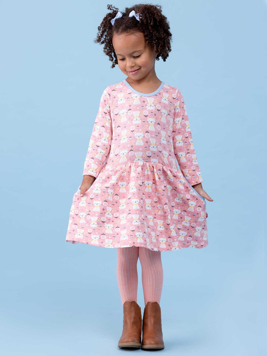Elsa Long Sleeve Pink Smitten Kitten Dress