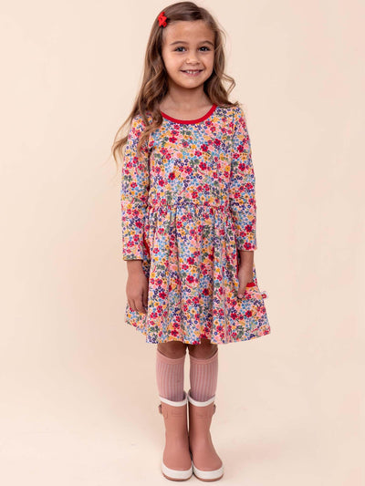 Emily Pink Forest Flower Jersey Dress - Oobi