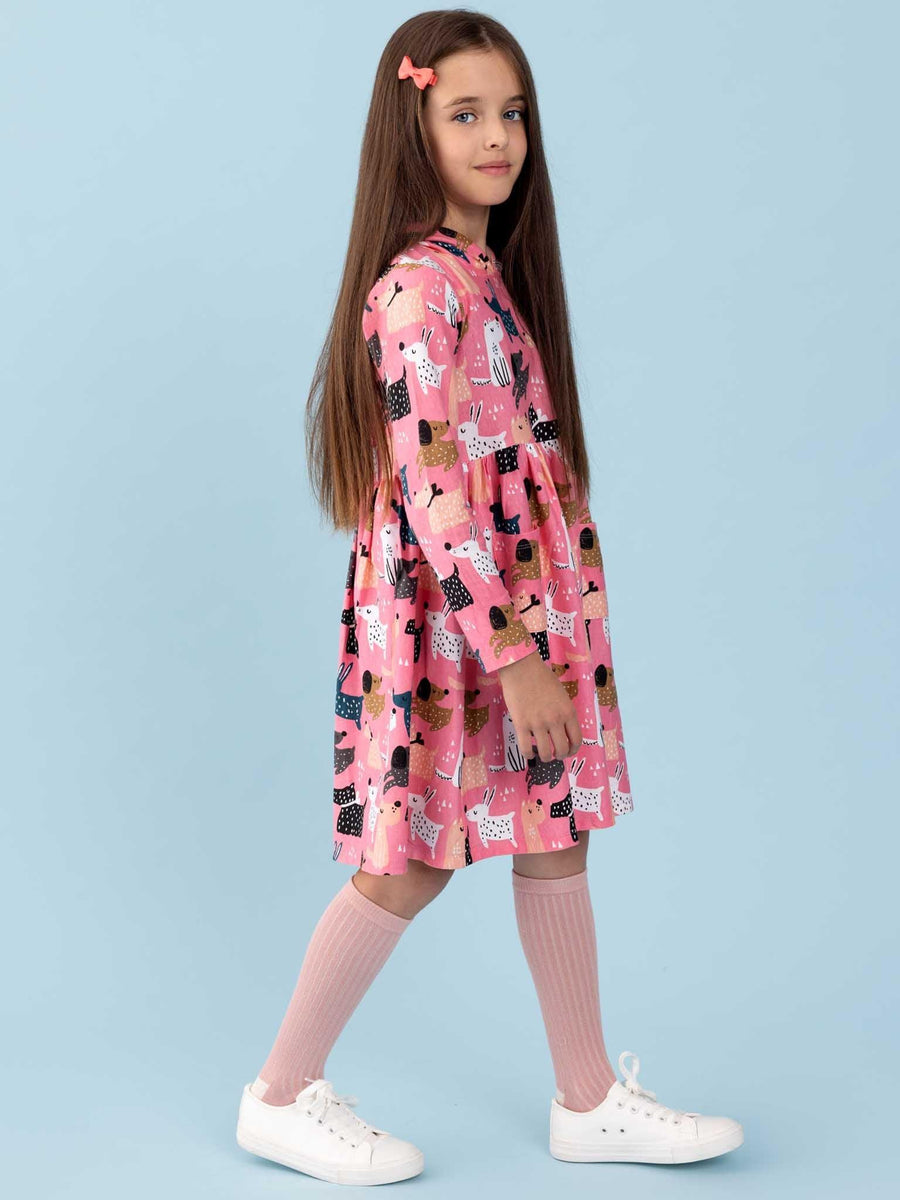 Pink Doggo Hoodie Dress