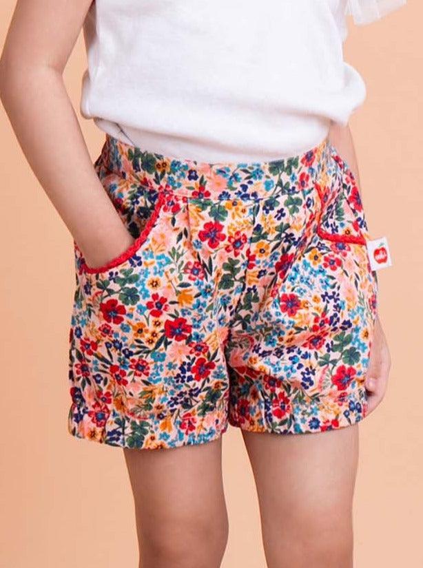 Marnie Pink Forest Flower Shorts - Oobi