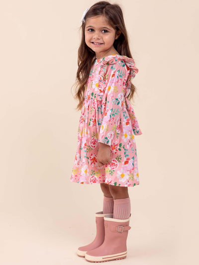 Penelope Pink Watercolour Dress - Oobi