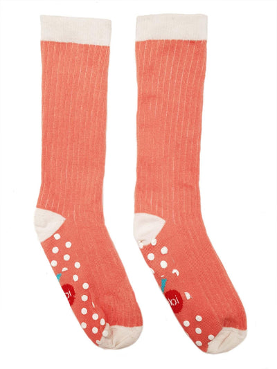 Dusky Pink Knee High Socks with Grippy Soles - Oobi