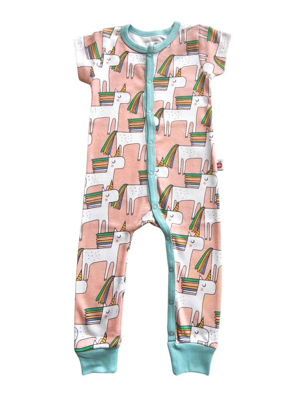 Pink Unicorn Misha Short Sleeve Romper