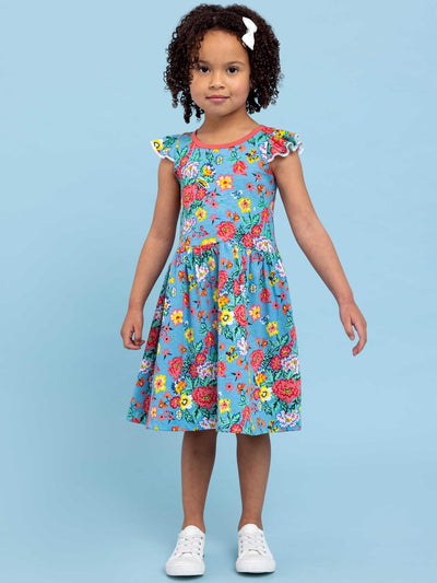 Blue floral dress for kids