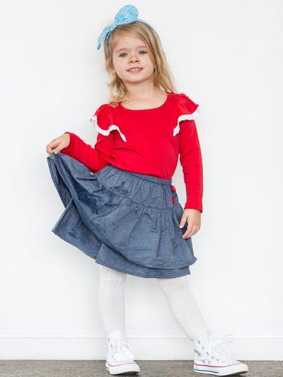 Flutter Long Sleeve Tee Red, Tops - Oobi Girls Kid Fashion