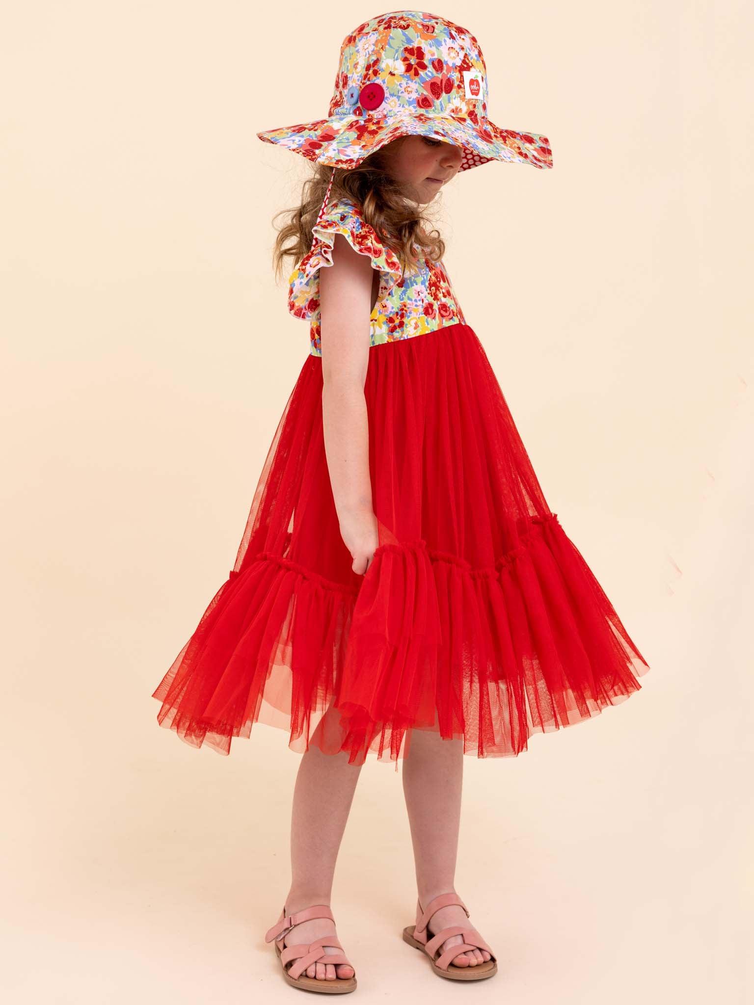 Vivienne Red Wildflower Dress - Oobi