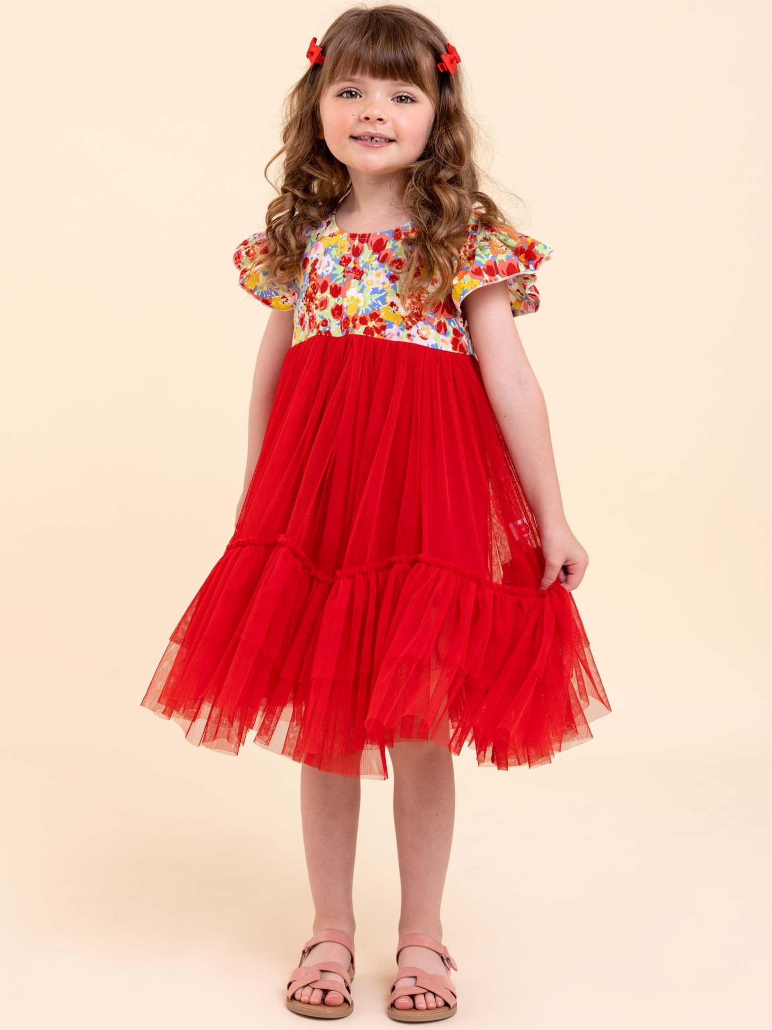 Vivienne Red Wildflower Dress - Oobi